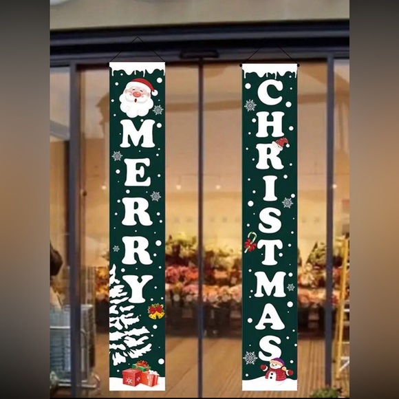 NWT Set of 2 Green Decorative Holiday Display Banners- 🎅🏻 MERRY, CHRISTMAS⛄️ - Picture 3 of 4
